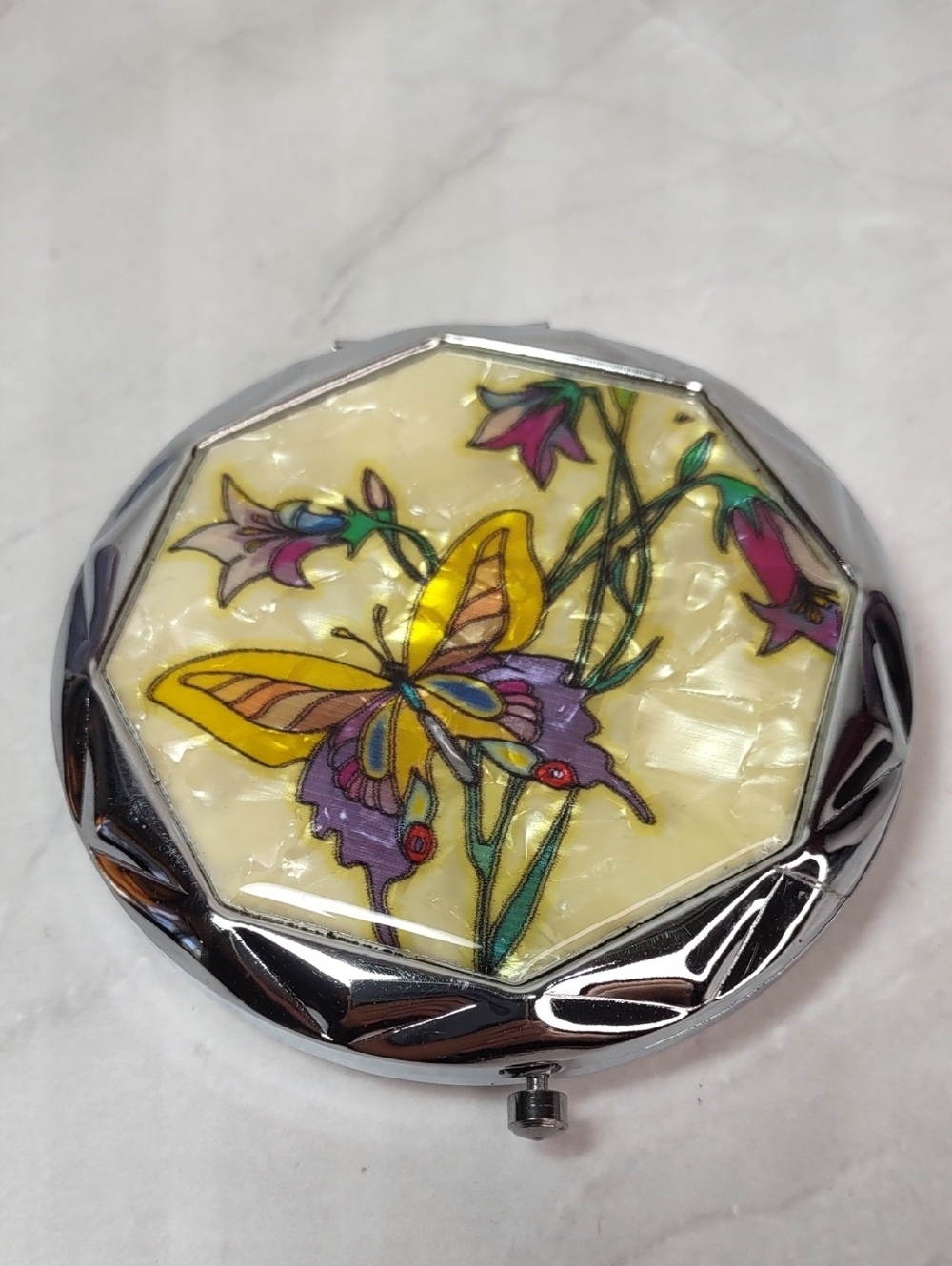 Butterfly Floral Compact Mirror